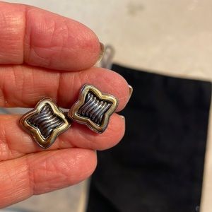 David Yurman Sterling Silver & 18K Gold Quatrefoil Stud Earrings